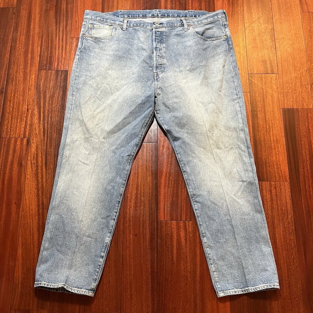 Levis Jeans Mens 48x32 (48x31) 501 Button Fly Original Fit Blue Light Wash Work